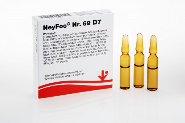 Neyfoc Nr.69 D7 Ampullen 5x2ml  "Diencephalon, Cerebellum, Cortex cerebri., Medulla sinal., Hepar, Pancreas, Lien, Gland. thyreoidea, Thymus, Placenta, Mucosa misc." - Neyfoc Nr.69 D7 Ampullen.