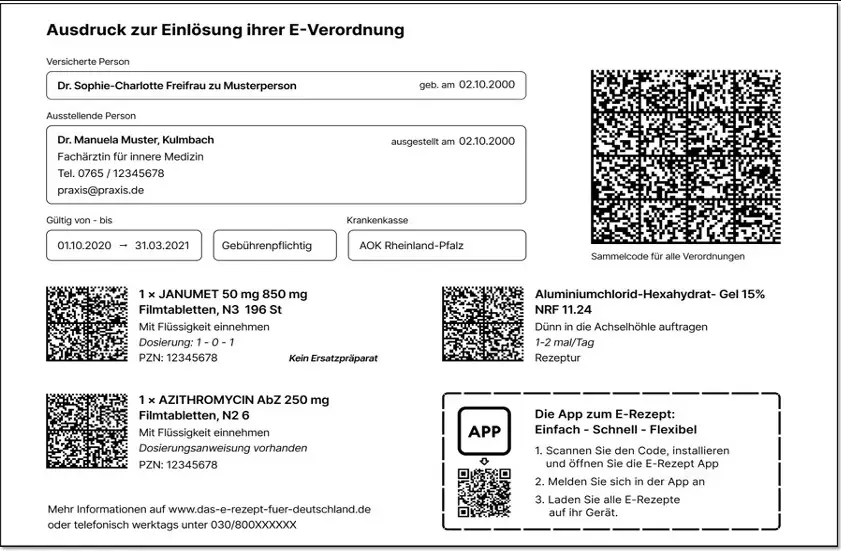 Ausdruck E-Rezept als Muster